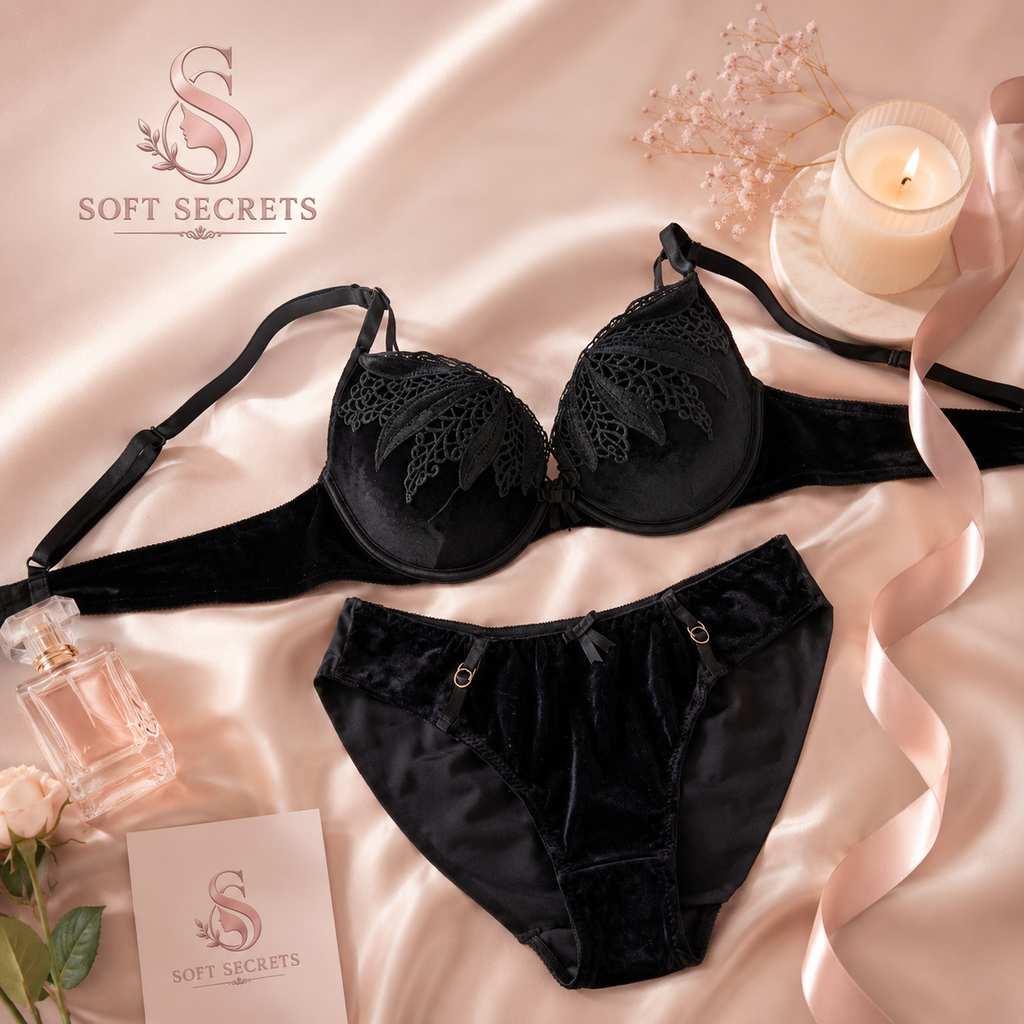 Luxury Black Ring Foam Bra Set