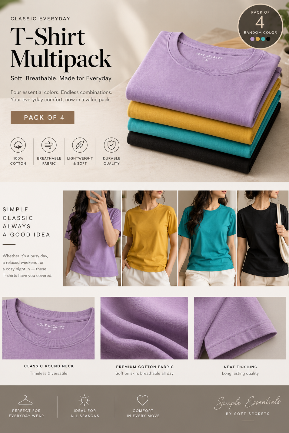 Classic Everyday T-Shirt – Multipack