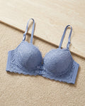 Fancy light padded front-open bra in light blue