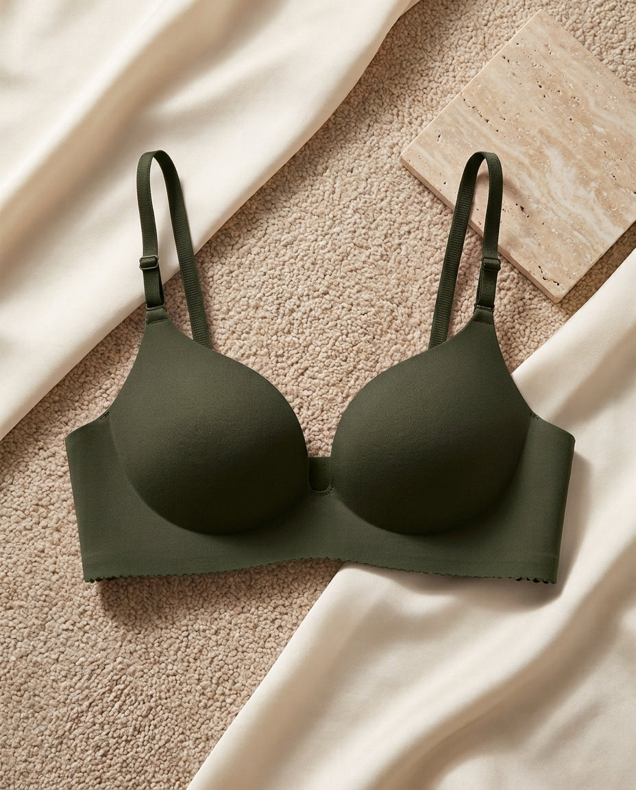 Light push-up padded bra in olive green