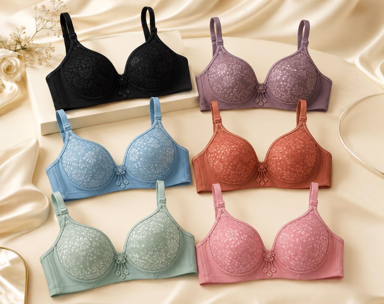 Collection of wireless floral lace foam bras collection